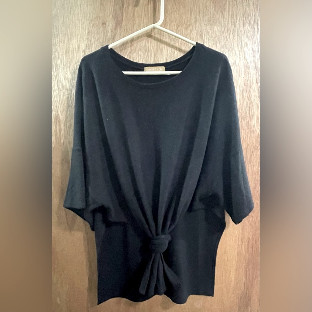 Oversized Black Tunic Top; tie front, back, or not